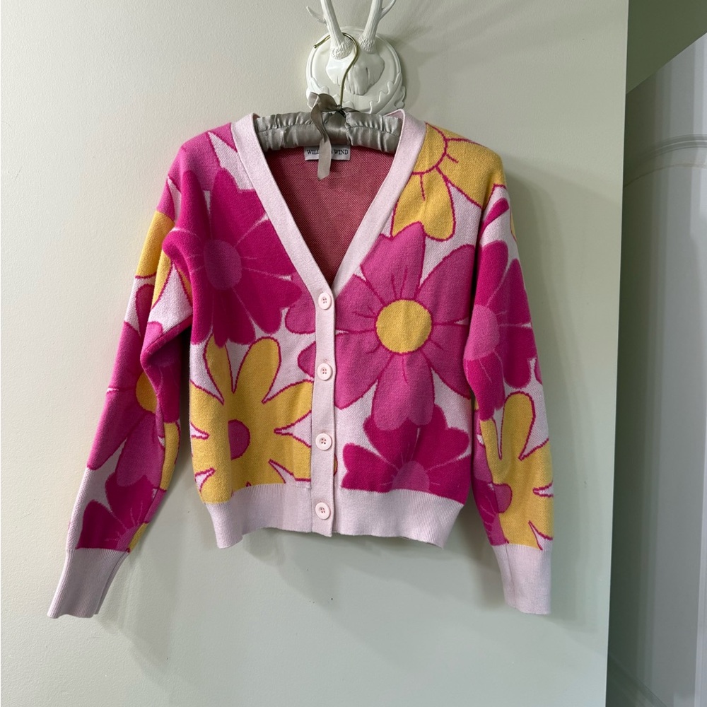 Floral Pink and Yellow Sweater